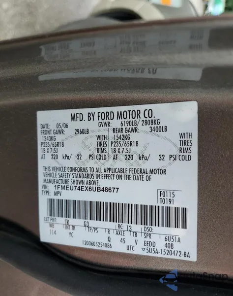 2006 Ford Explorer Eddie Bauer from USA, damaged, VIN 1FMEU74EX6UB48677